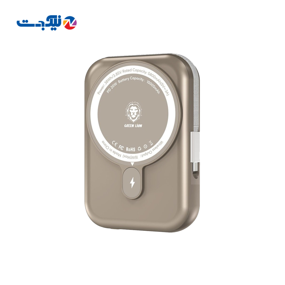 پاوربانک گرین لاین موناکو مگ سیف مدل GL-PBK1 ظرفیت 10000 میلی آمپر ساعت